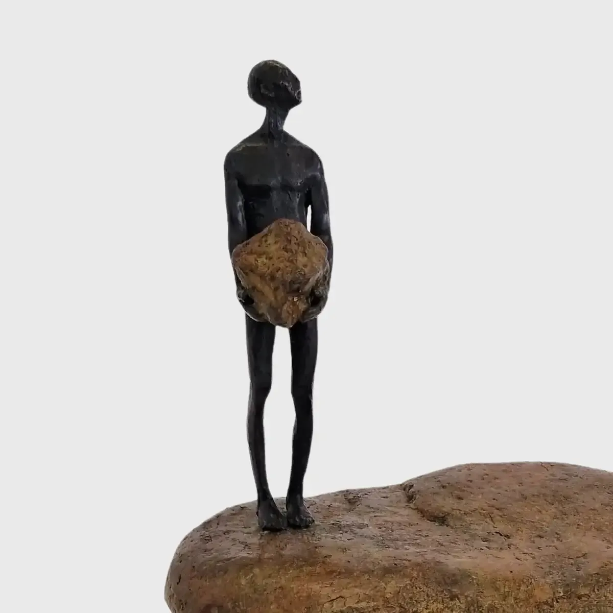 Bronze Figure On Rock Low, 30×20×36 cm