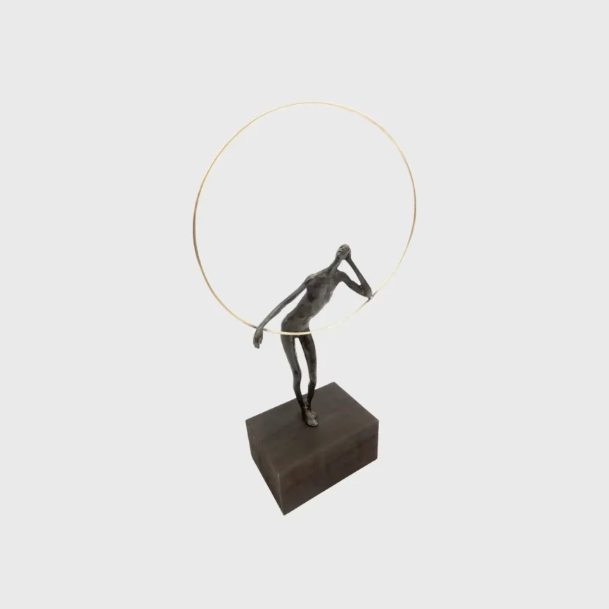 Bronze Figure With Gold Ring, Bronze Nera finish