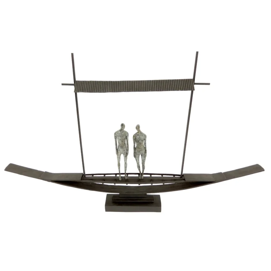 Bronze Figures in Sampan, Bronze Nera finish
