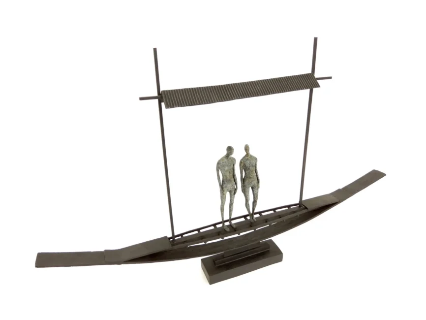 Bronze Figures in Sampan, 104×8×65 cm