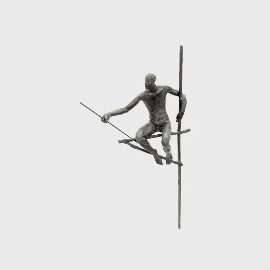 Bronze Fishermen On Tall Stand, Bronze Nera finish