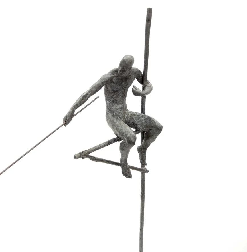 Bronze Fishermen On Tall Stand, 24×24×180 cm