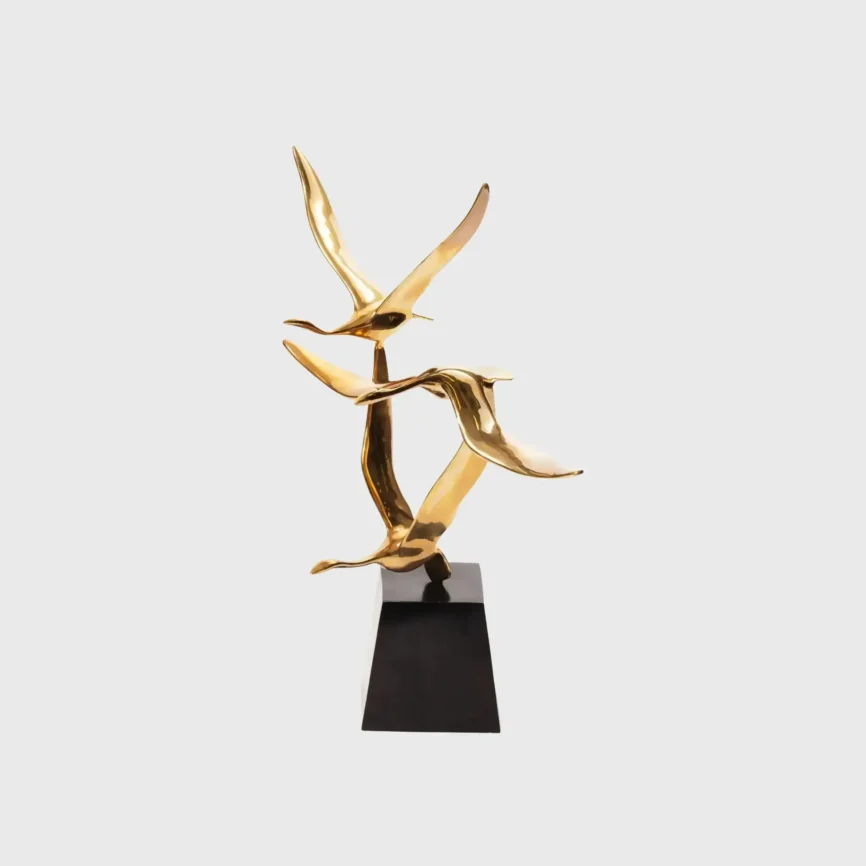Bronze Flight 3 Sculpture, Bronze d'Oro finish