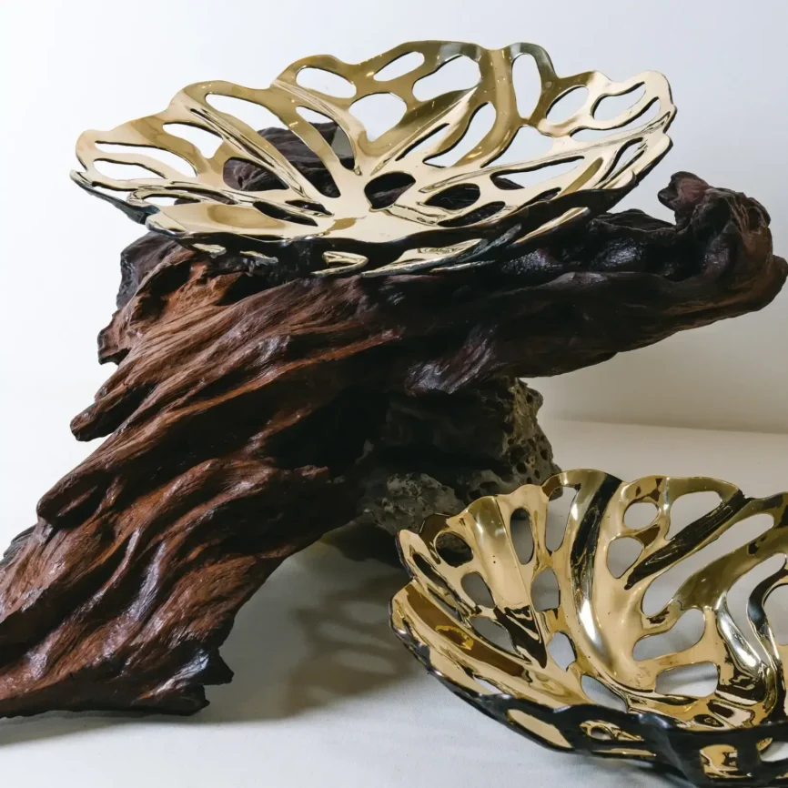 Bronze Flower Bowl, Bronze d'Oro finish