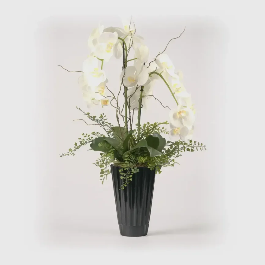 Bronze Fluted Orchid Vase, Bronze Nera finish