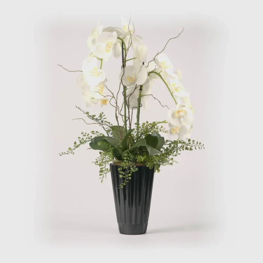 Bronze Fluted Orchid Vase — bronze sculpture