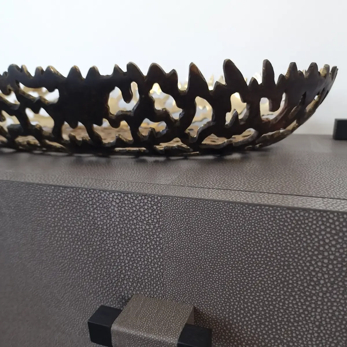Bronze Oval Coral Bowl — bronze sculpture