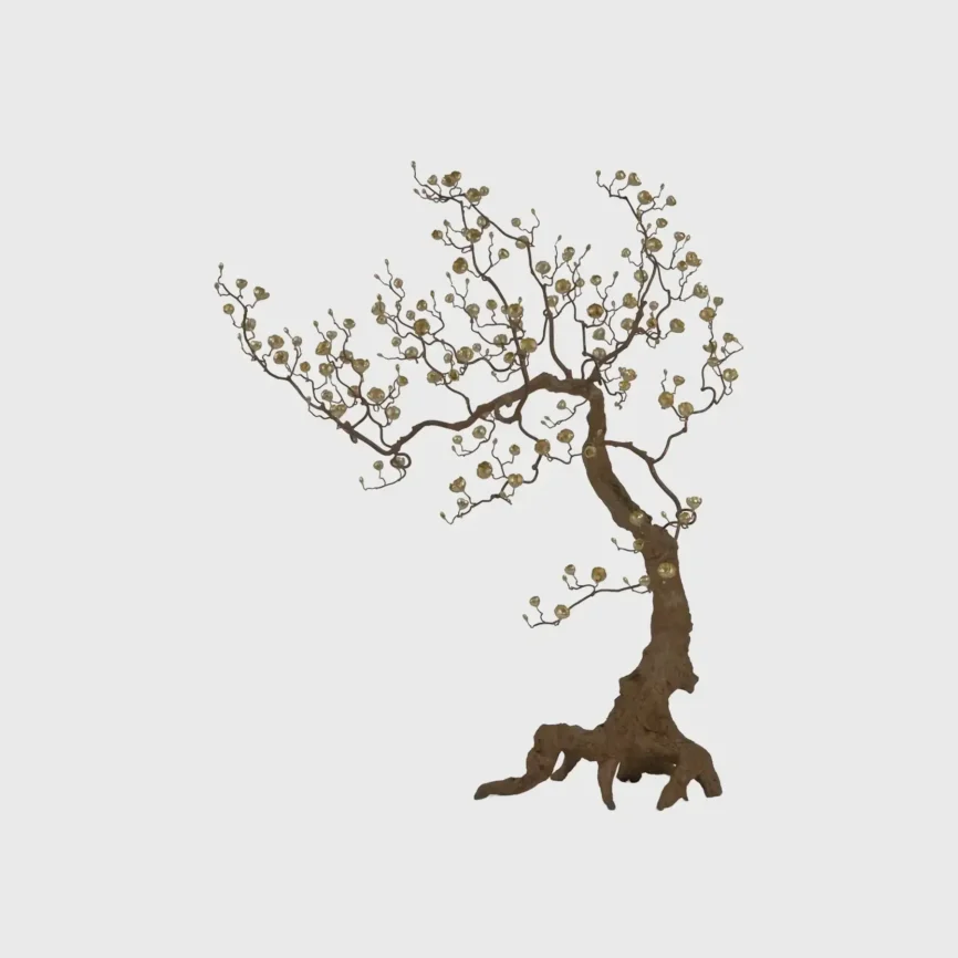 Bronze Tree Blossom Sculpture, Bronze Dorato finish