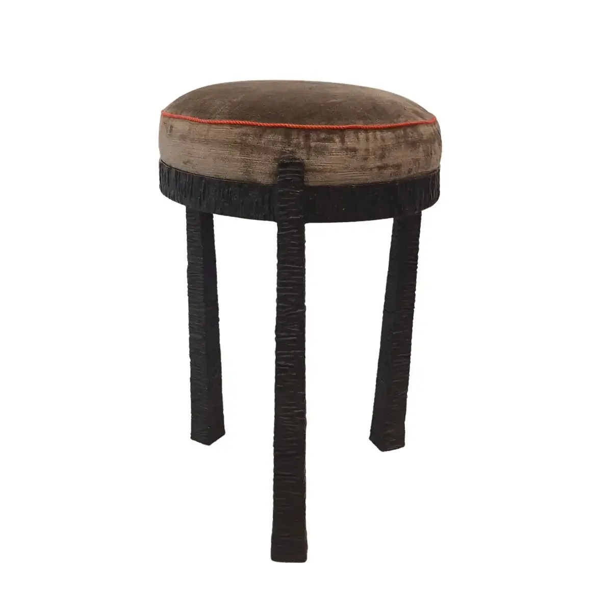 Bronze Tuffet Stool Nera Upholstered, Bronze Nera finish