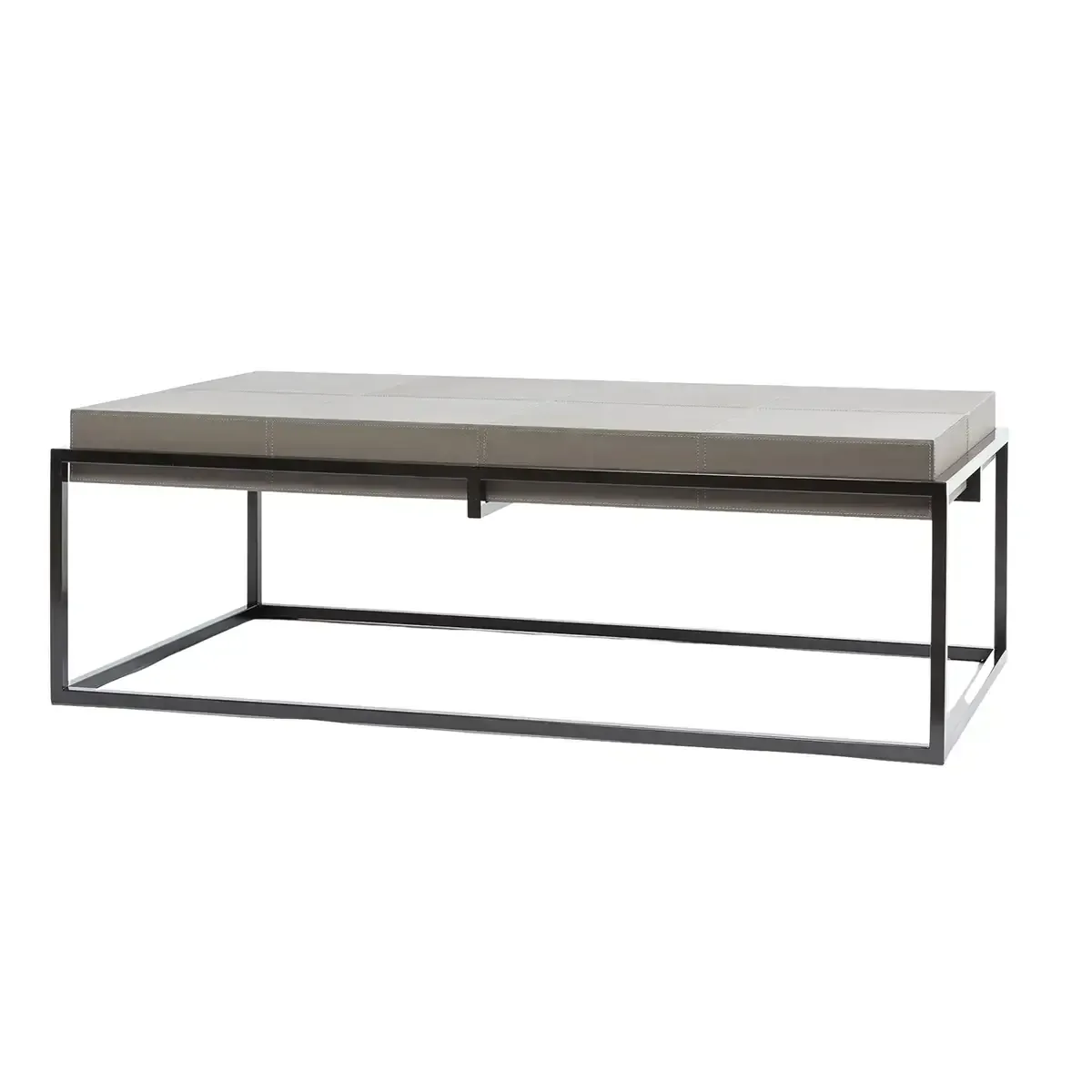 Caged Coffee Table Italian Grey Leather, Italian Grey Leather finish