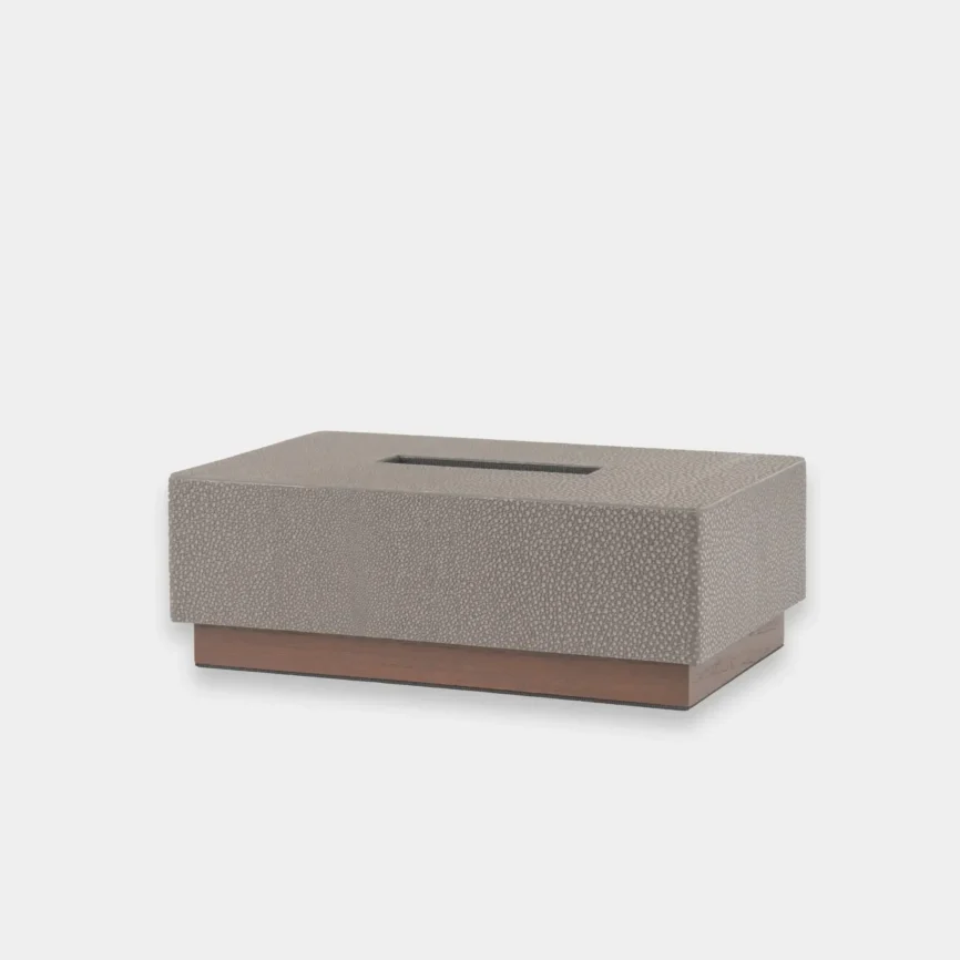 Classic Tissue Box Grey Shagreen Leather, 26×15.5×9.5 cm