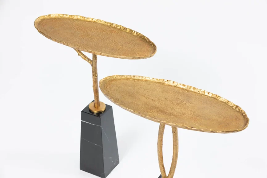 Cocktail Table O Bronze D'Oro and Marble, 43×18×53 cm