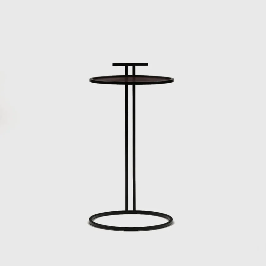 Cocktail Table Oval Burgundy Leather, 35×26×64 cm