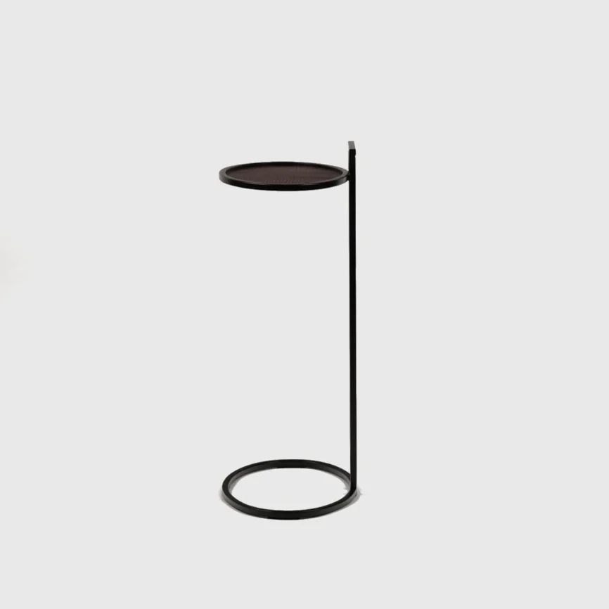Cocktail Table Oval Burgundy Leather — side table