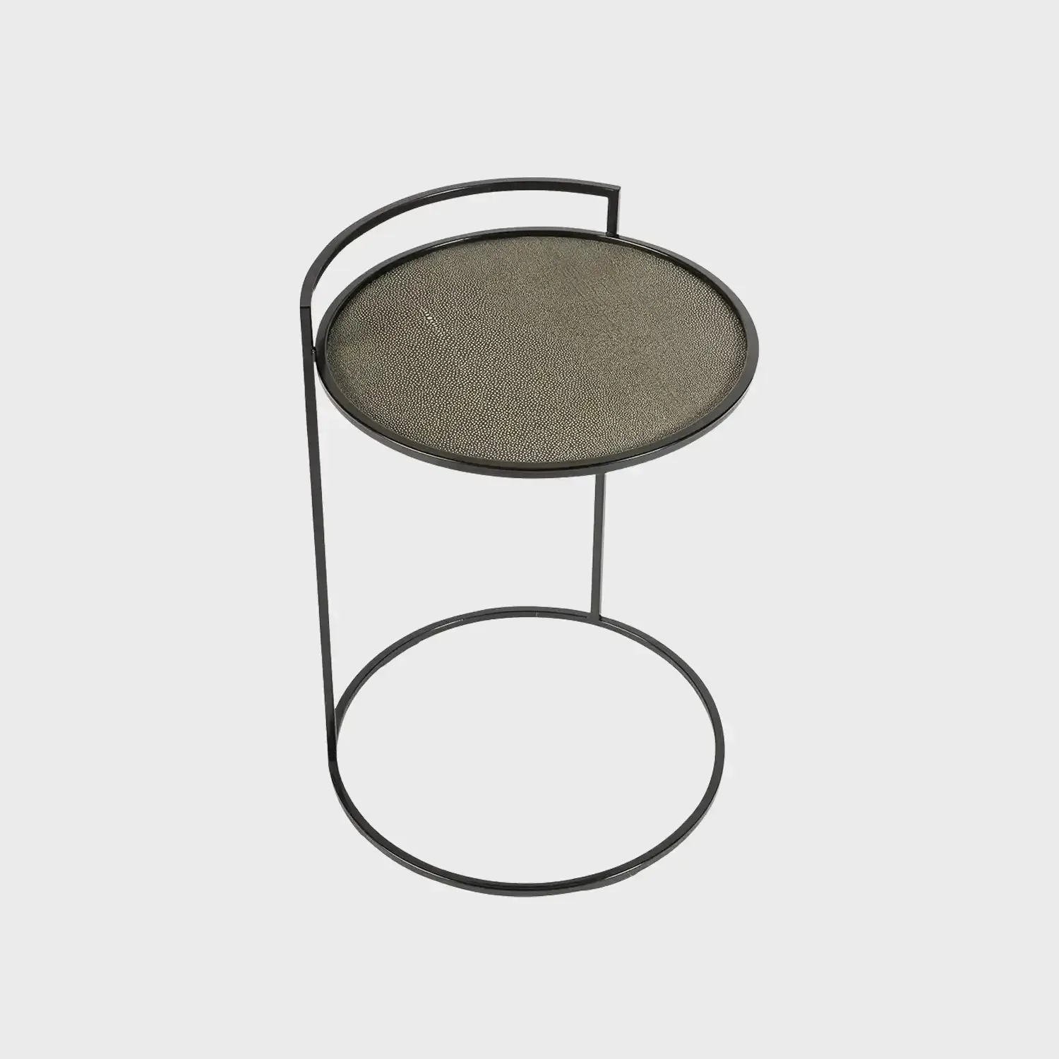 Cocktail Table Round Shagreen Leather, Shagreen Leather finish