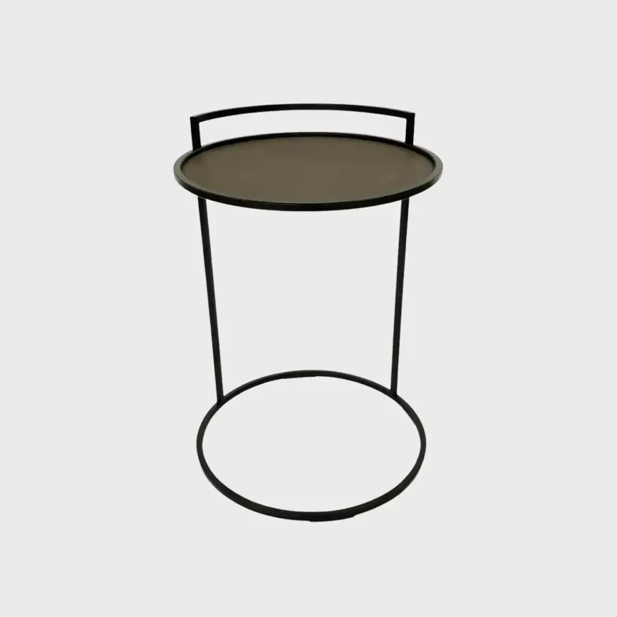 Cocktail Table Round Valen Leather, Valen Leather finish