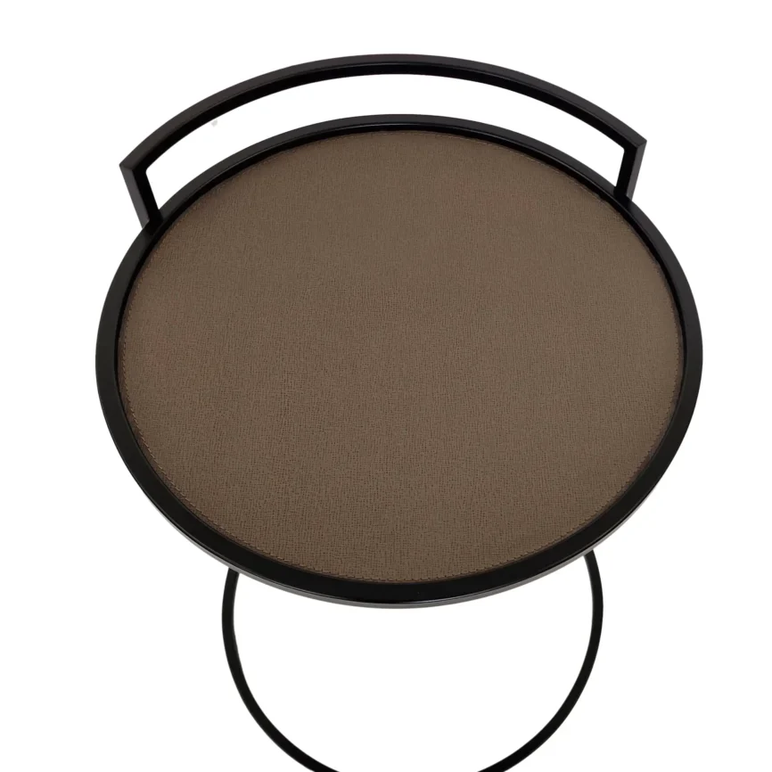 Cocktail Table Round Valen Leather, 43×43×60 cm