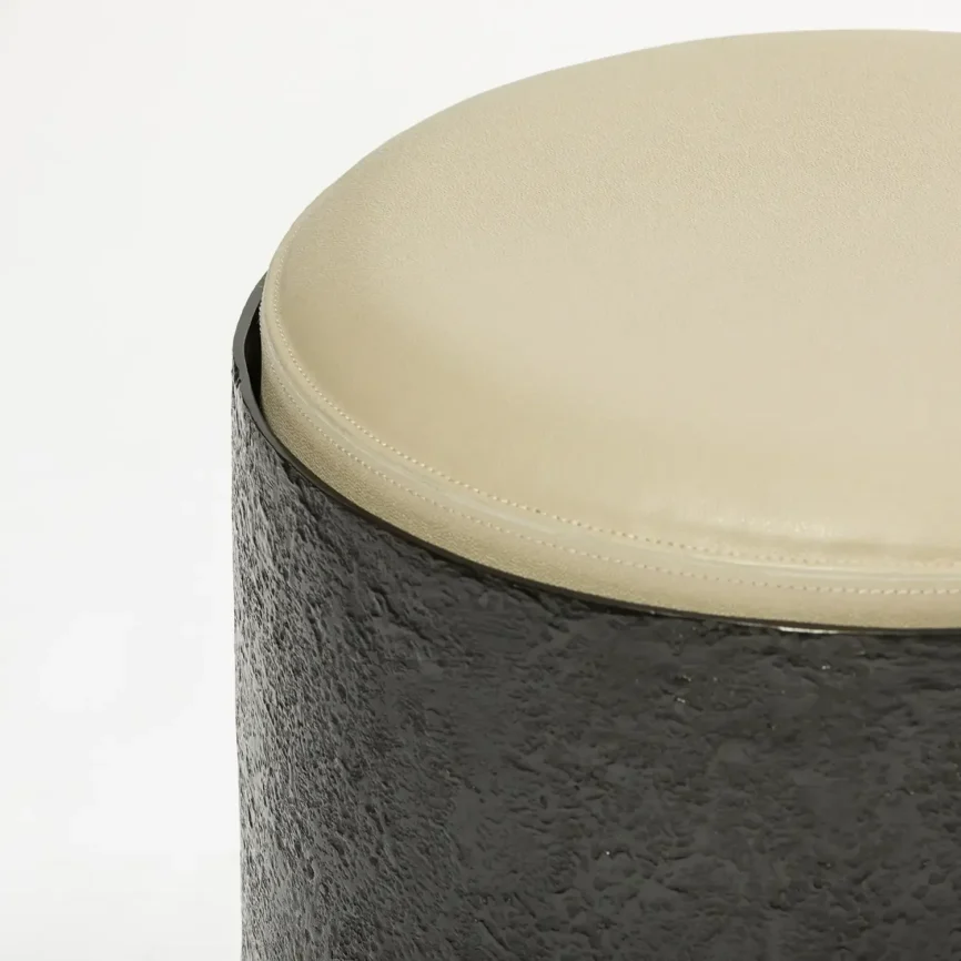 Column Stool Bronze Nera and Leather, 40×40×41 cm