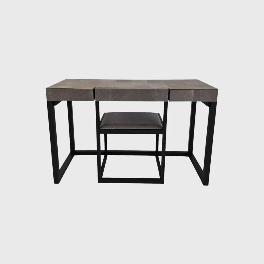 Compact Desk Grey Shagreen Leather, Grey Shagreen Leather finish