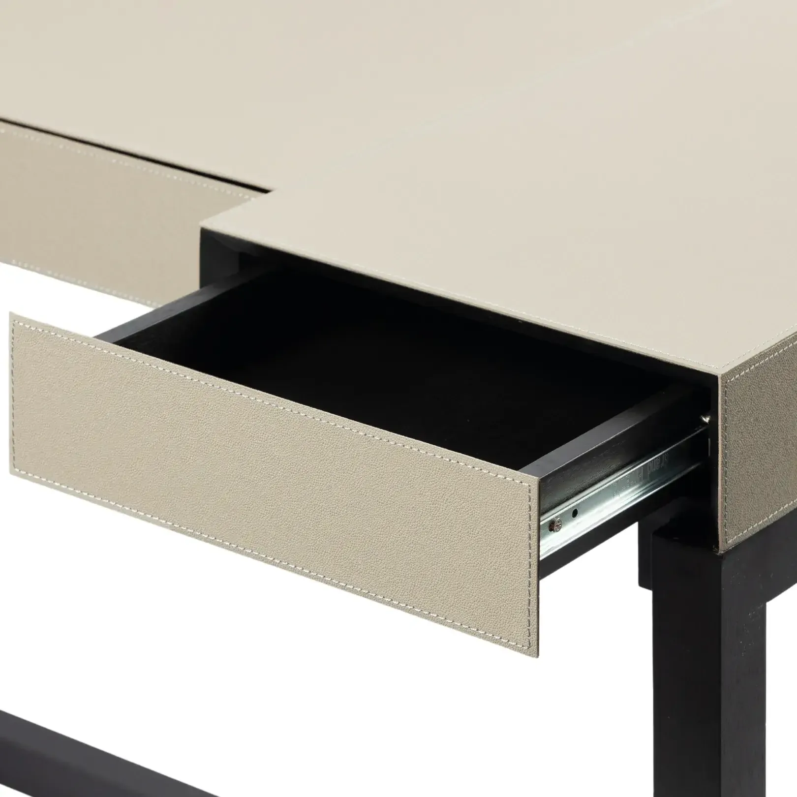 Compact Desk and Chair French Grey Leather — This elegantly proportioned duo pairs a minimalist desk with an ergonomic…