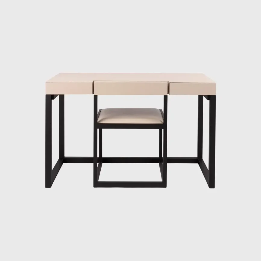 Compact Desk and Chair Pumice Leather, Pumice Leather finish