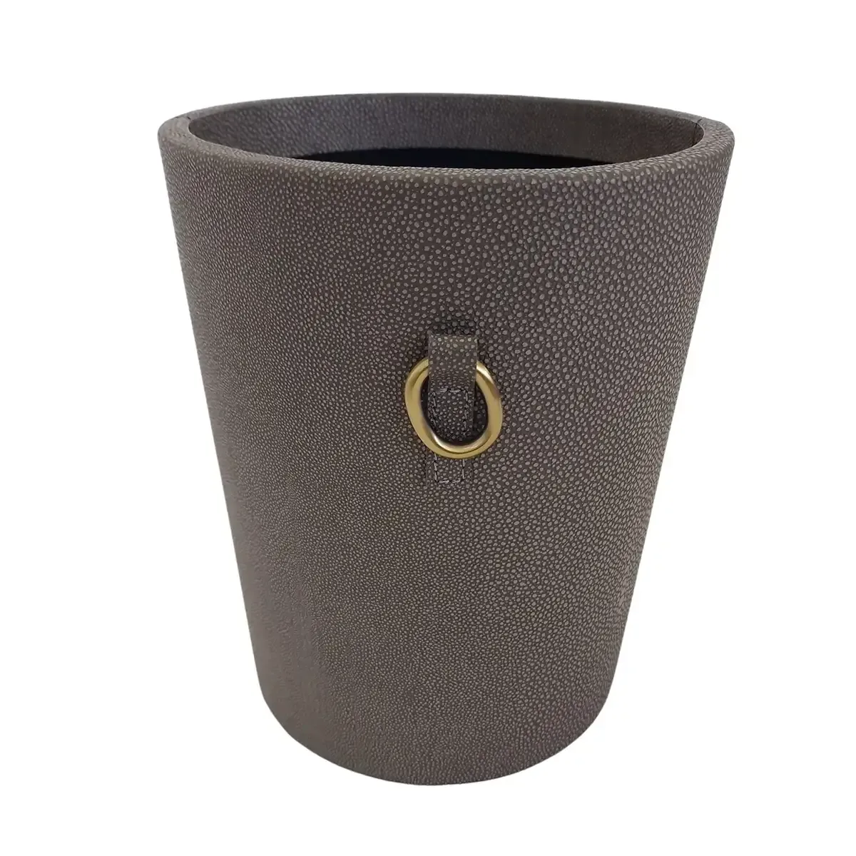 Cone Waste Bin Grey Shagreen Leather, Grey Shagreen Leather finish
