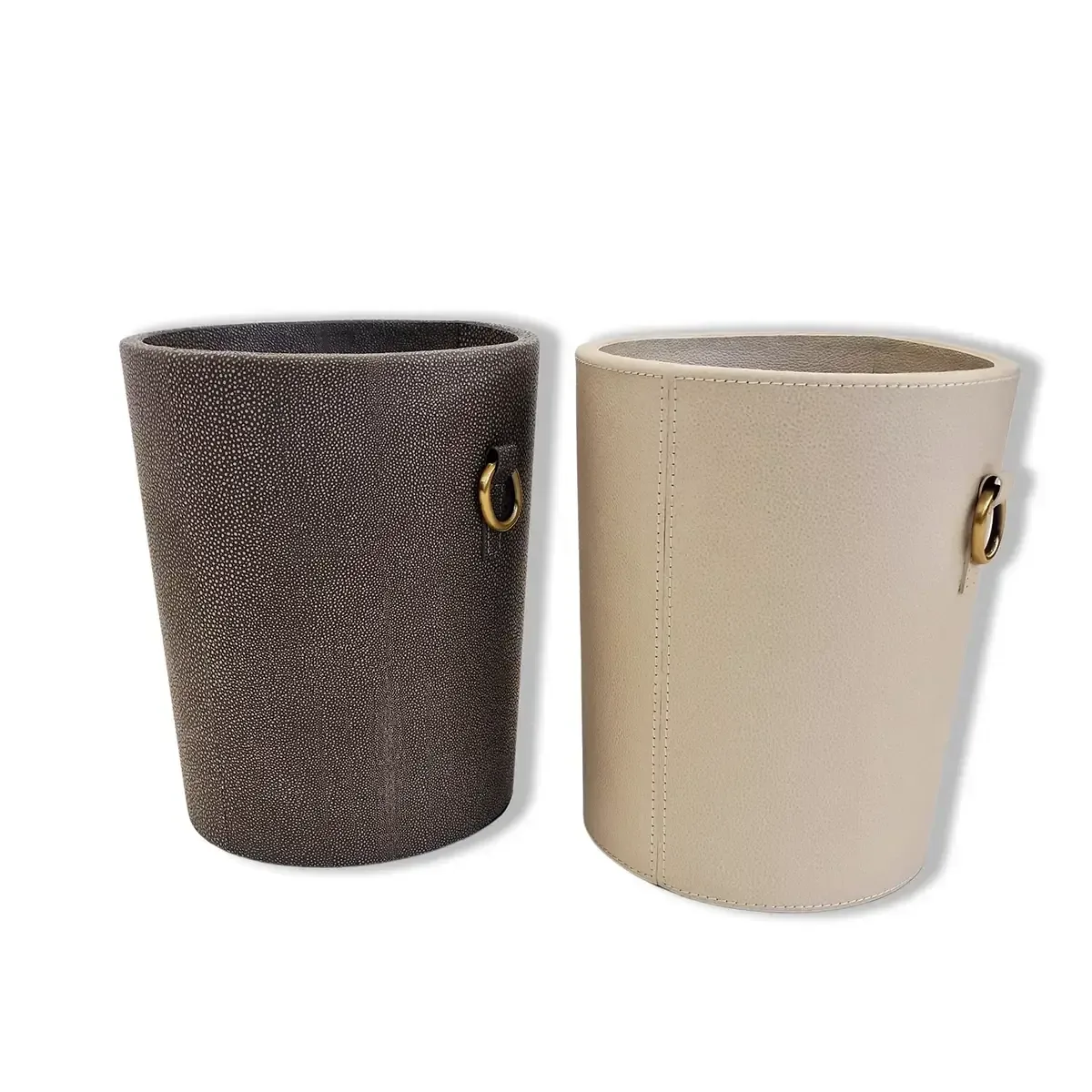 Cone Waste Bin Pumice Leather — decorative leather tray