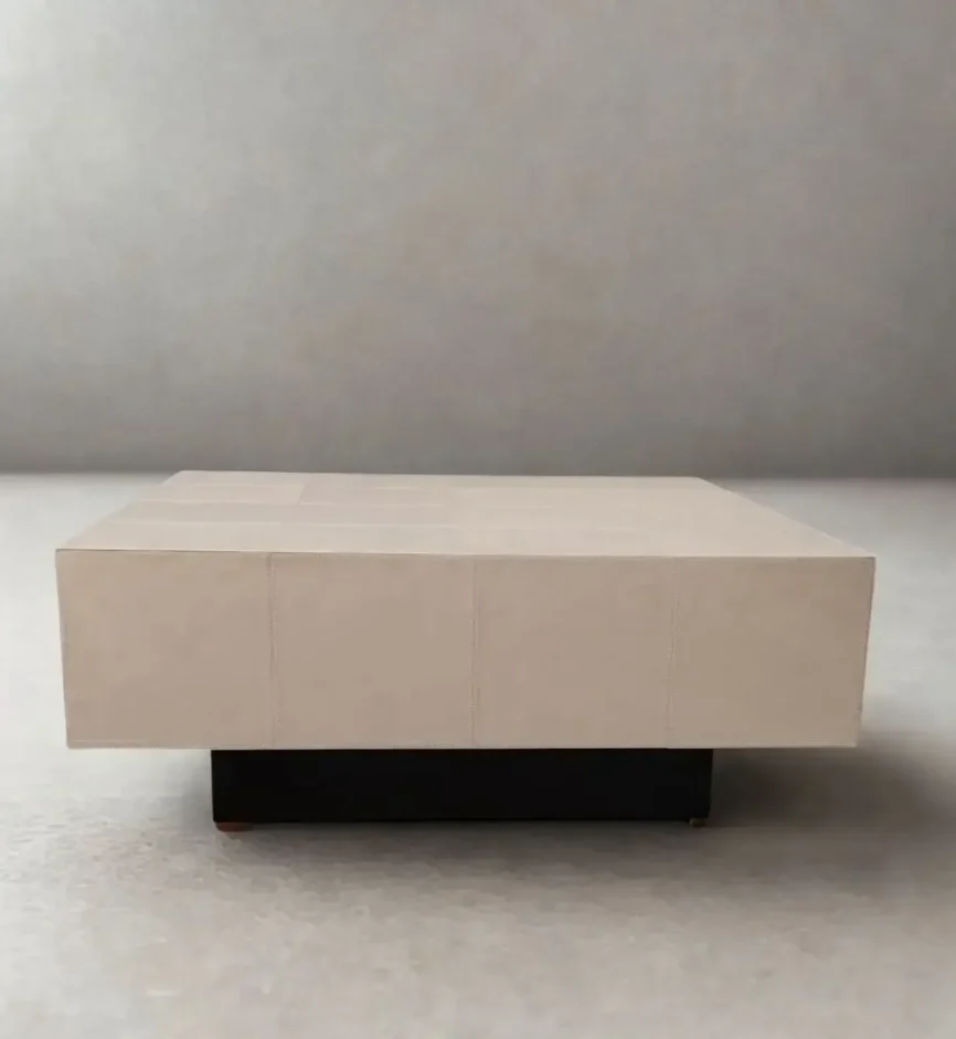 Cube Coffee Table Pumice Leather, Pumice Leather finish