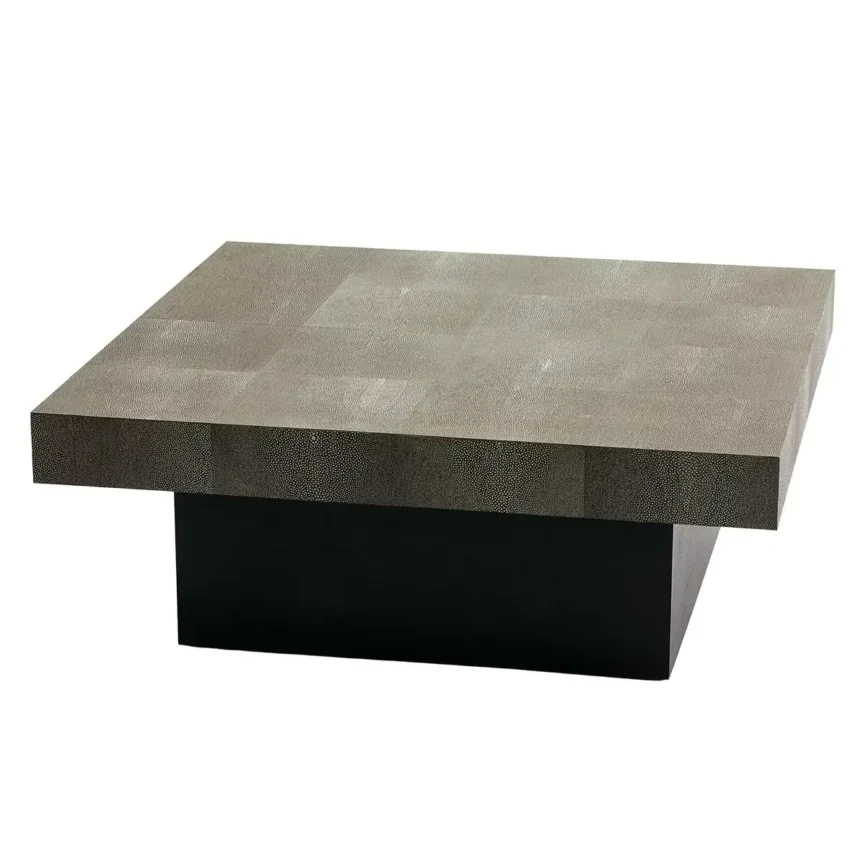 Cube Coffee Table Shagreen Leather, 100×100×38 cm