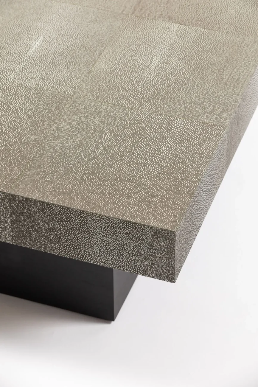 Cube Coffee Table Shagreen Leather — With its intricate textures and striking details, this table, inspired by vintage…