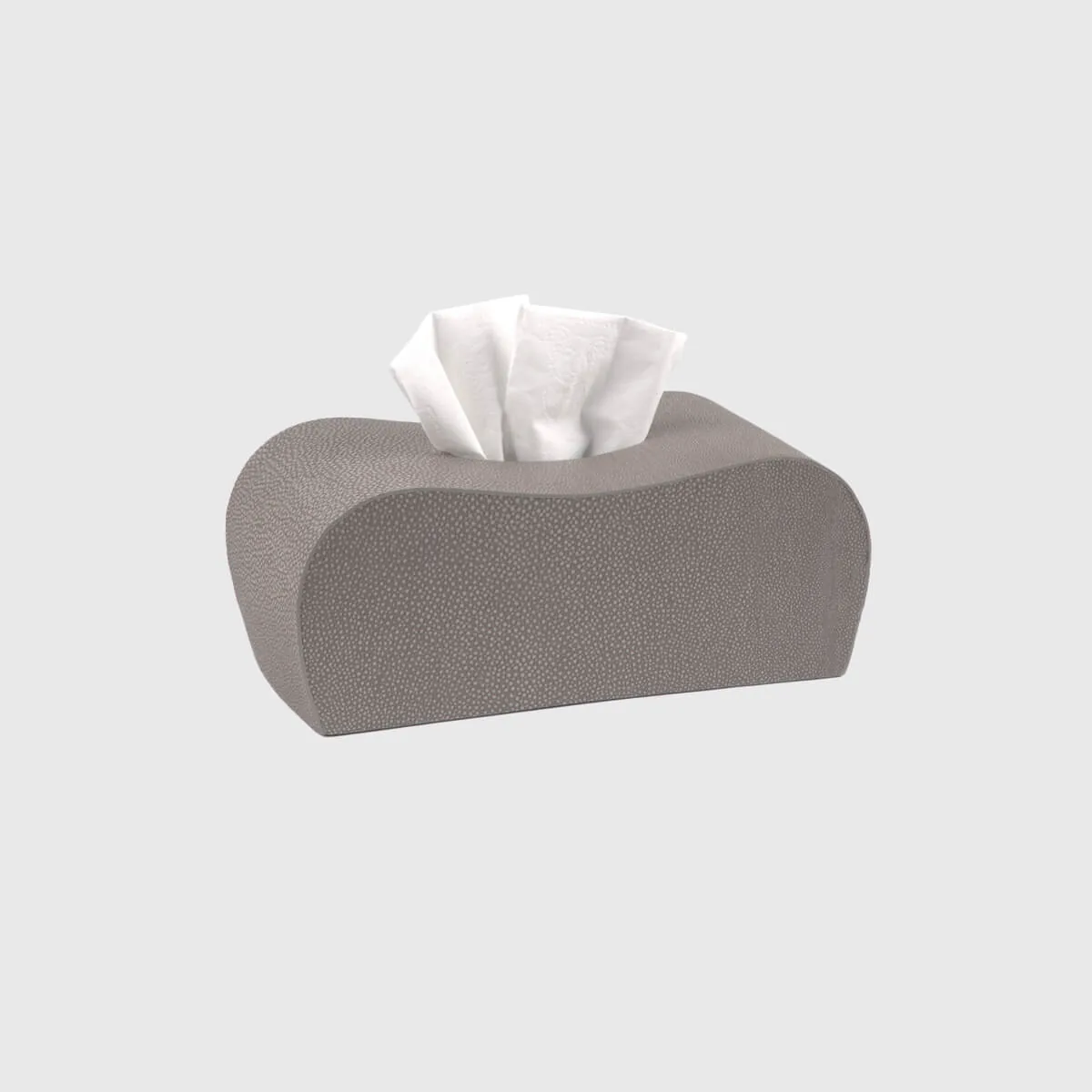 Curve Tissue Box Grey Shagreen Leather, Grey Shagreen Leather finish