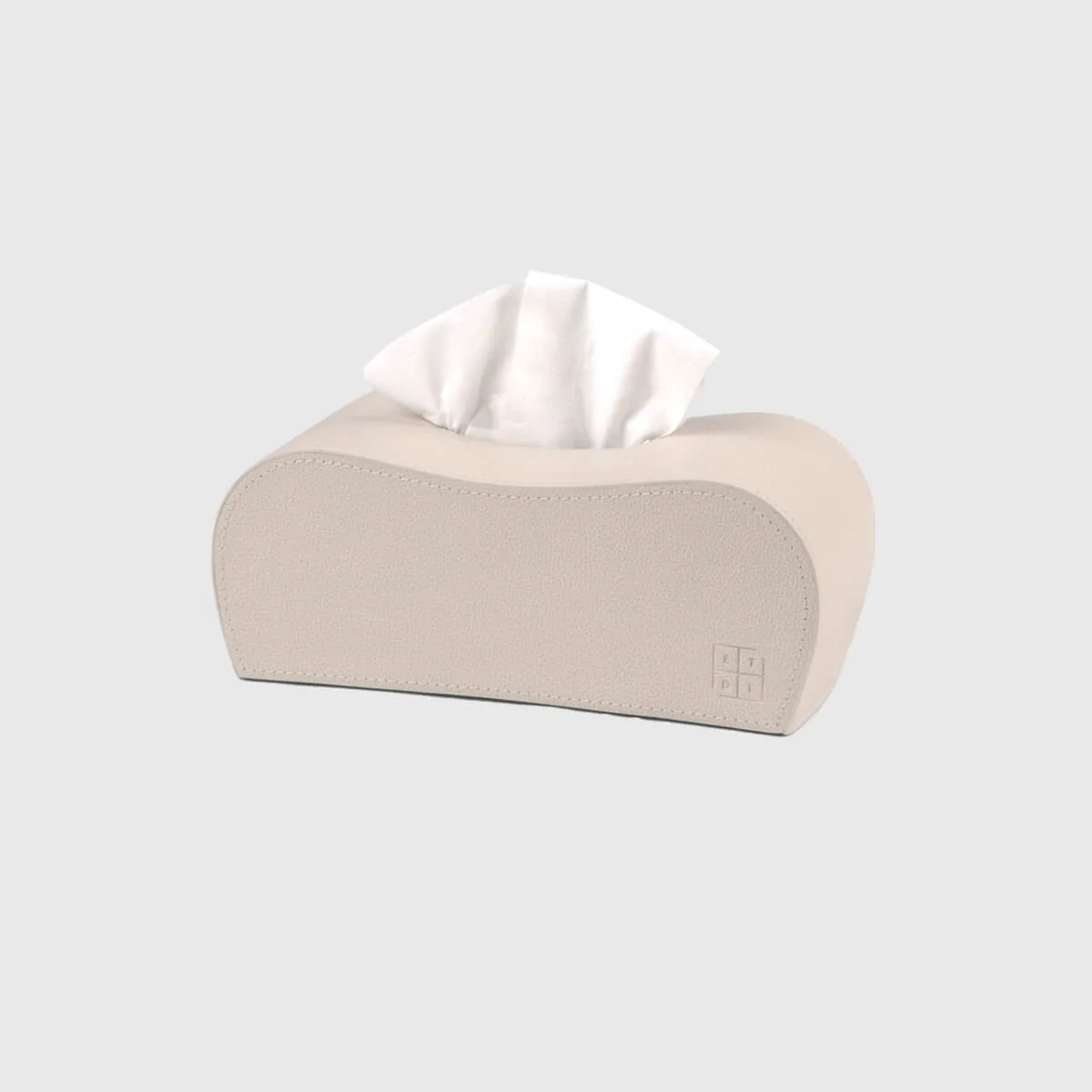 Curve Tissue Box Pumice Leather, Pumice Leather finish