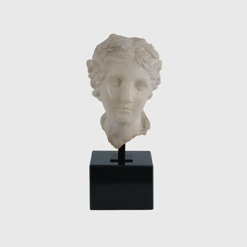 Decorative Female Marble Bust with Black Marble Base 1, 15×19×38 cm