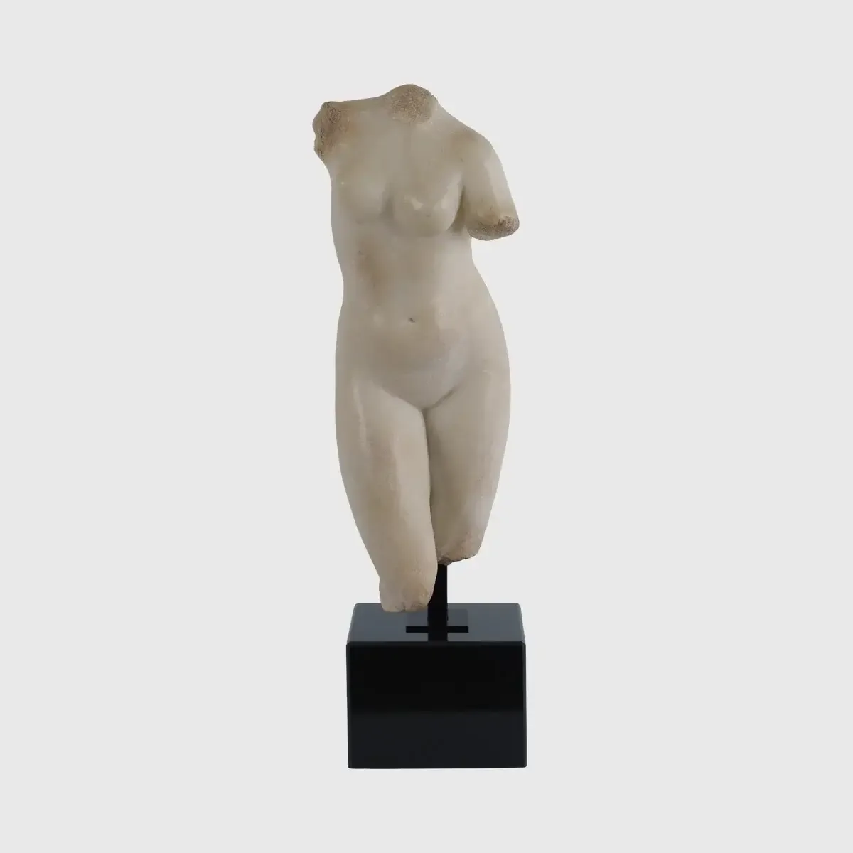 Decorative Marble Aphrodite Torso with Black Marble Base, 15×12×58 cm
