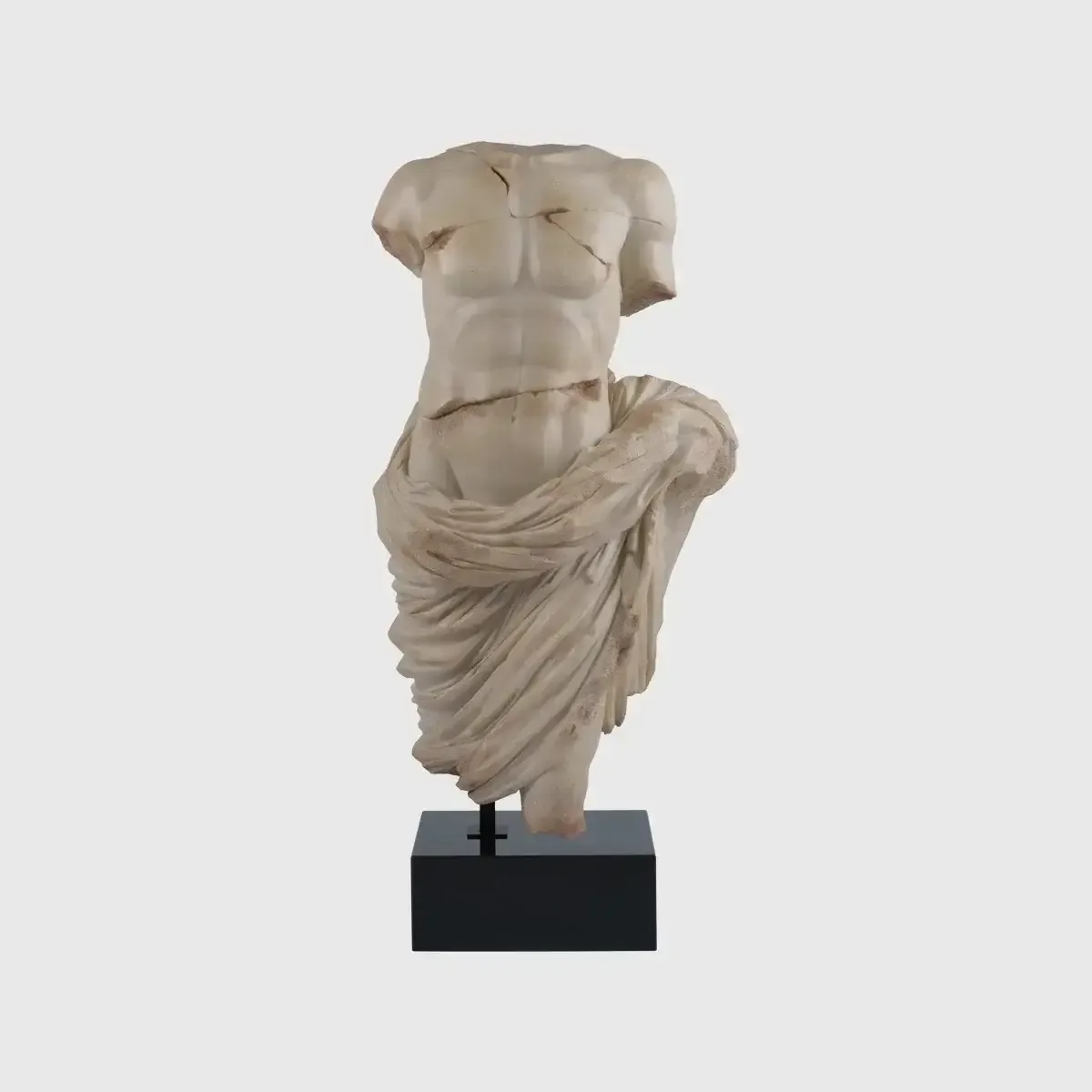 Decorative Marble Effect Draped Torso with Black Marble Base, 54×33×124 cm