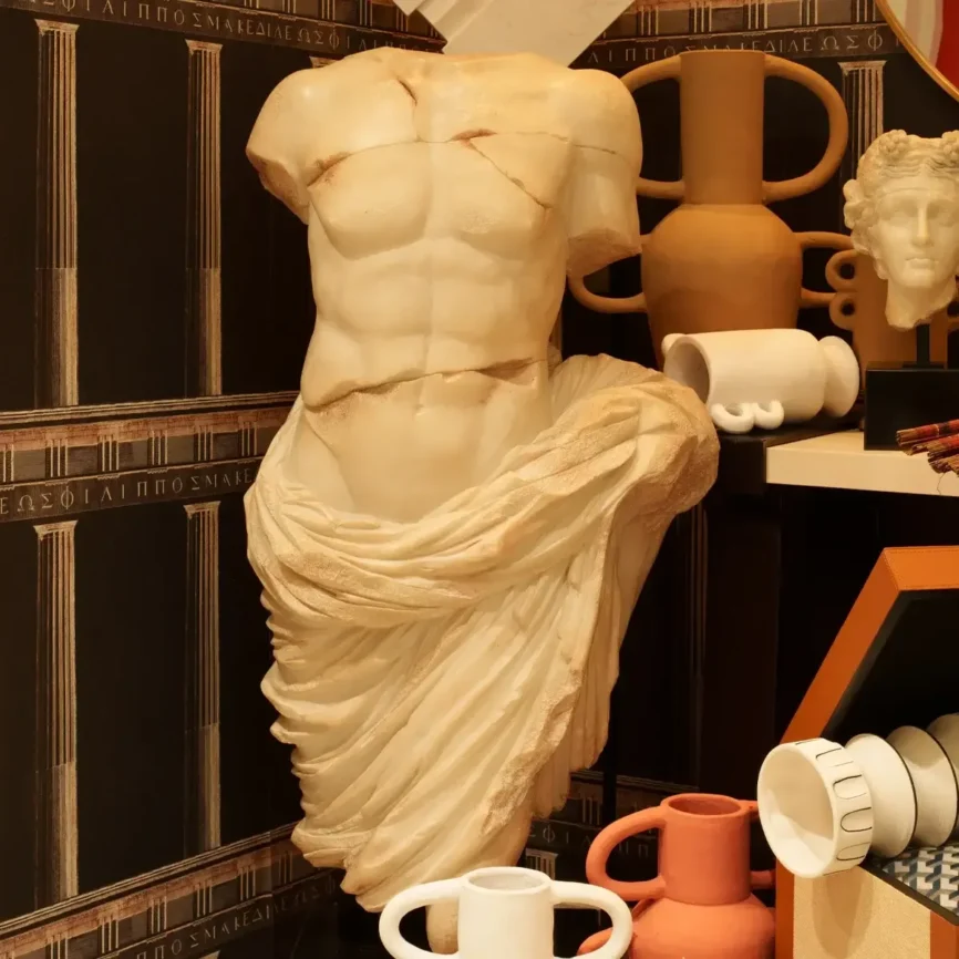 Decorative Marble Effect Draped Torso with Black Marble Base — cellen stone collection