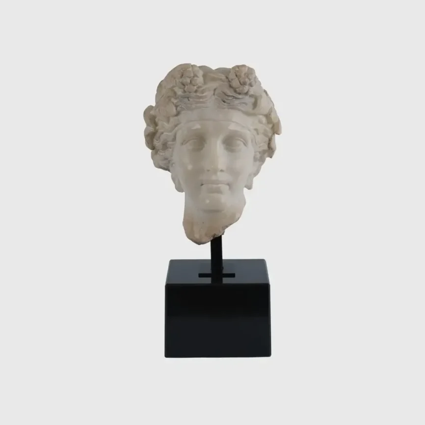 Decorative Marble Female Bust with Black Marble 2, 15×19×37 cm