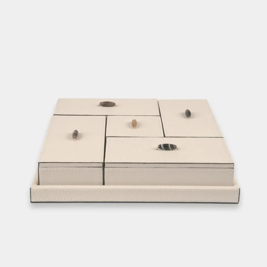 Desk Set Pumice Leather, Pumice Leather finish