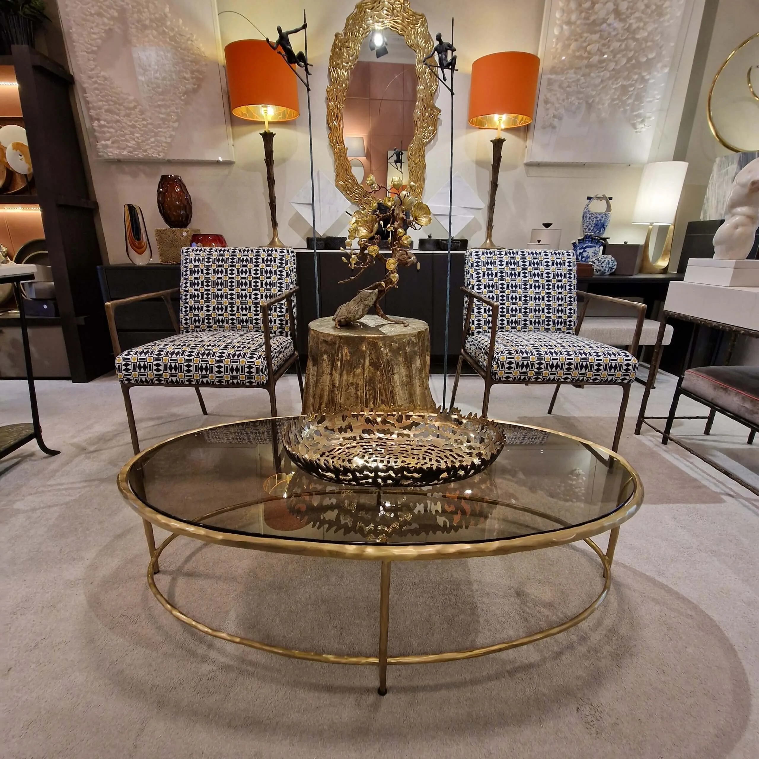 Forged Oval Coffee Table Bronze D'oro, 135×70×38 cm