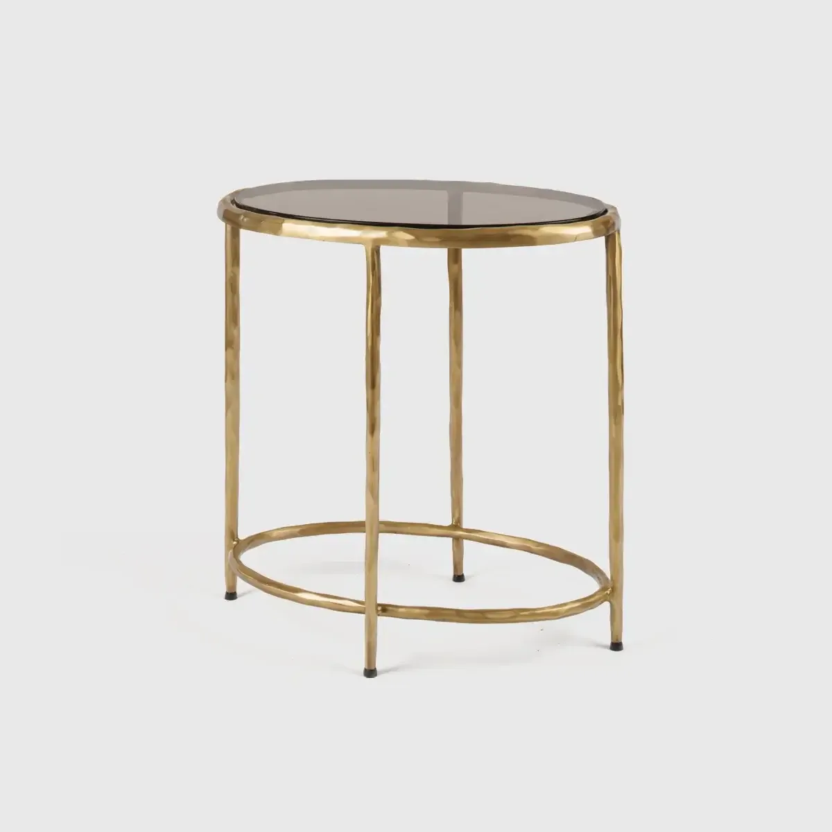 Forged Oval Side Table Bronze Satin Gilt, Bronze d'Oro finish