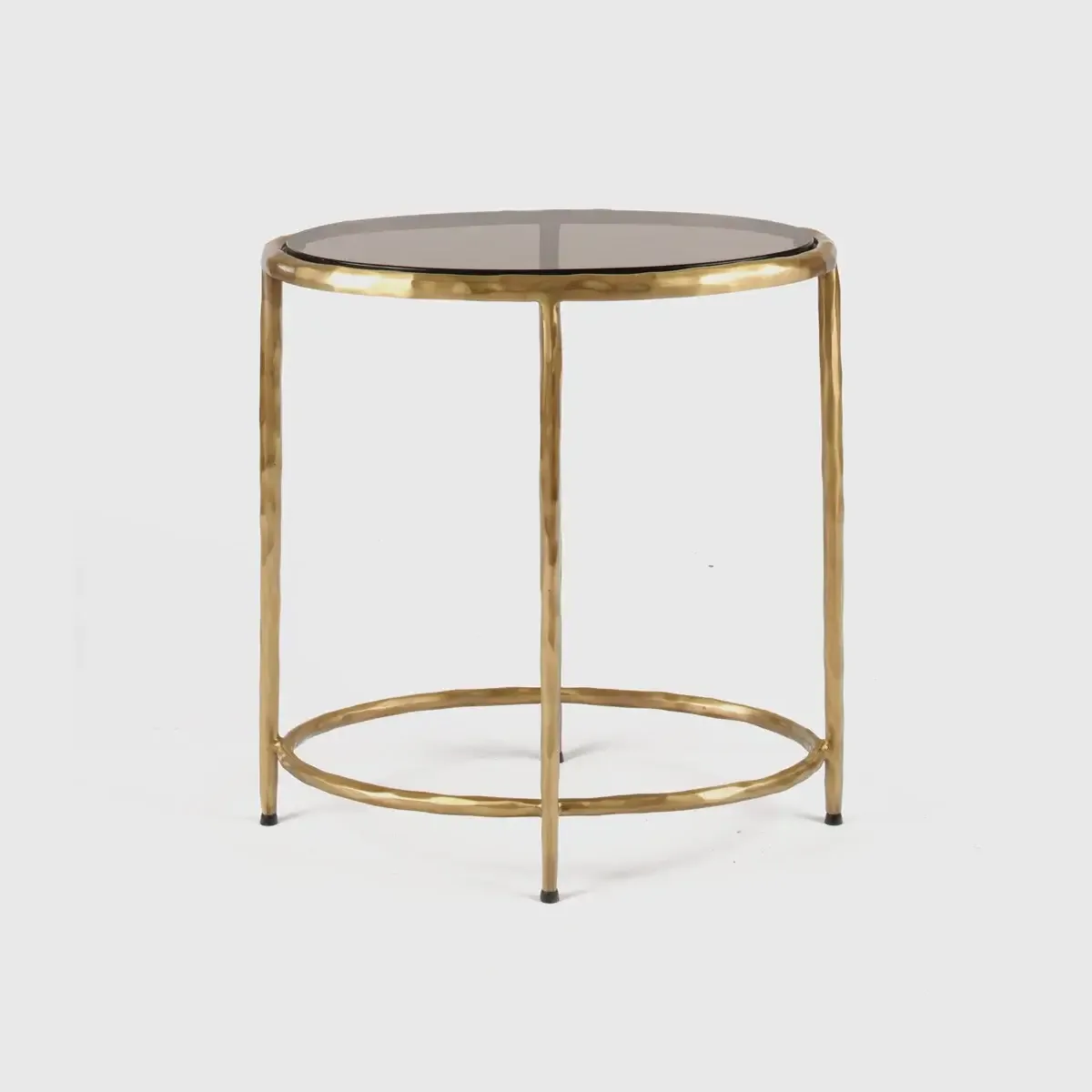 Forged Oval Side Table Bronze Satin Gilt, 55×36×57 cm