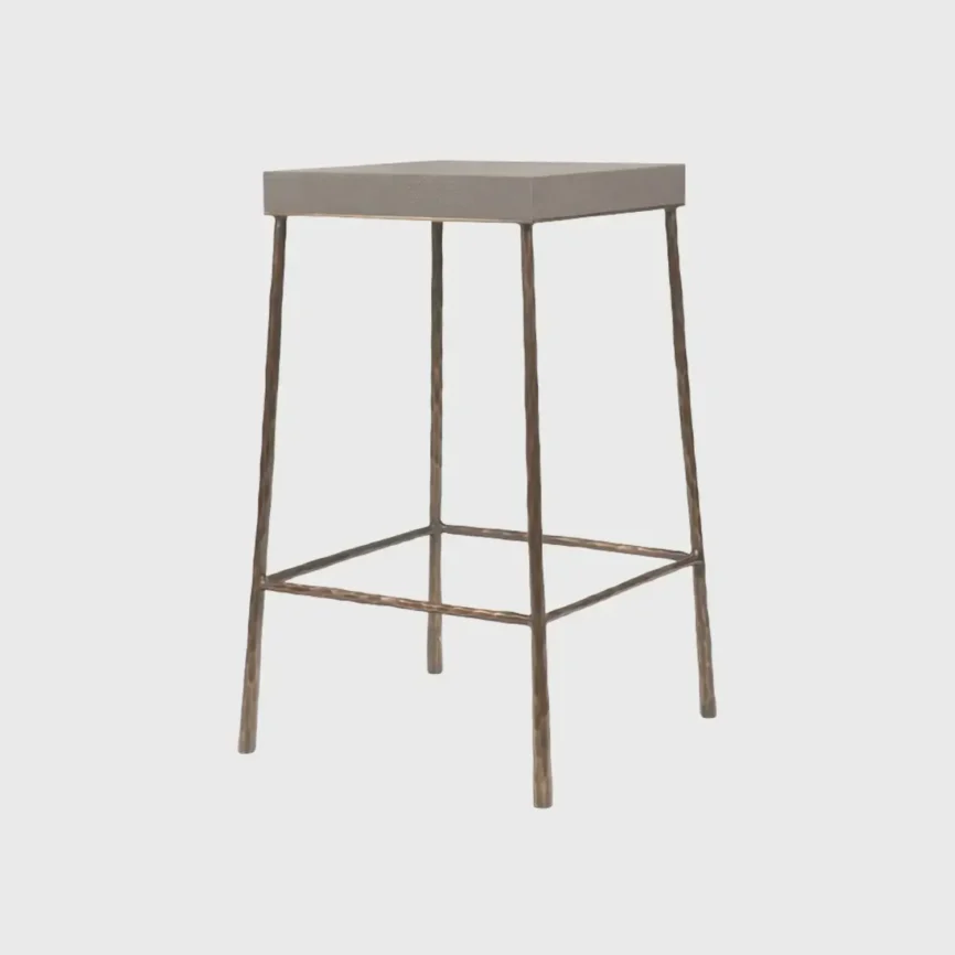 Forged Pedestal Grey Shagreen Leather, Bronze Dorato finish