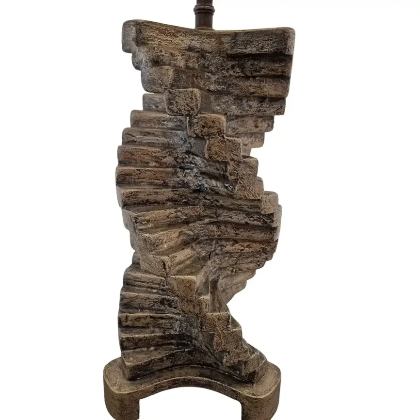 Gesso Spiral Lamp — The Gesso Spiral Lamp is composed of a wooden base with an amazing, applied finish that resembles bronze.