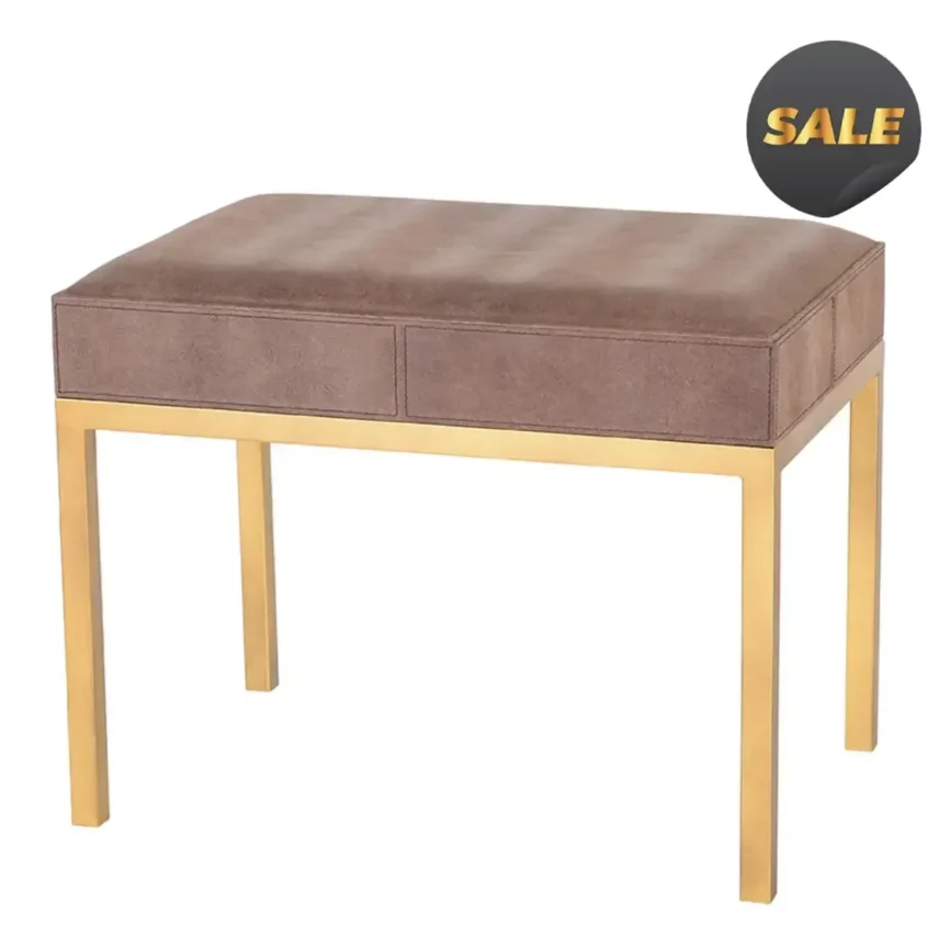 Haus Stool Nubuck Leather, Carbon Linen Leather finish