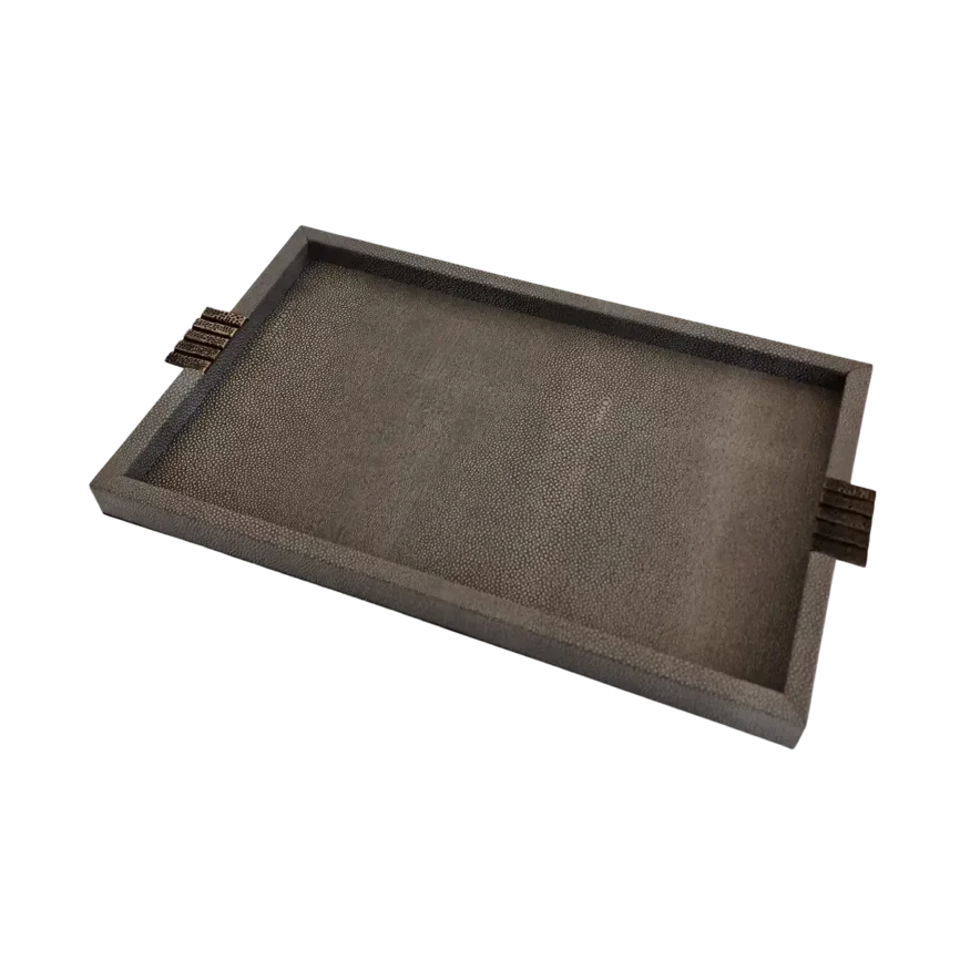 Honeycomb Tray Grey Shagreen Leather, Grey Shagreen Leather finish