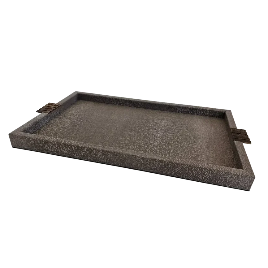Honeycomb Tray Grey Shagreen Leather — decorative leather tray