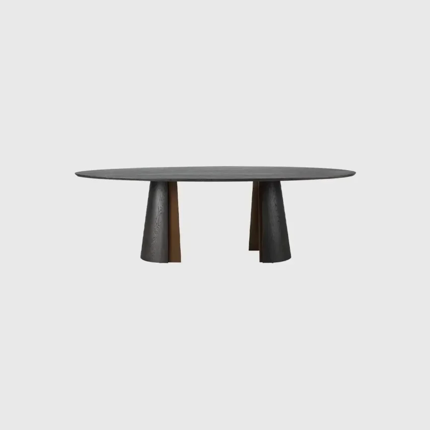 Huggel Oval Dining Table 240cm Chocolate Oak, Chocolate Oak finish