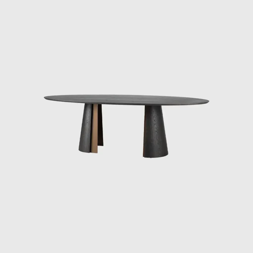 Huggel Oval Dining Table 240cm Chocolate Oak, 240×120×76 cm