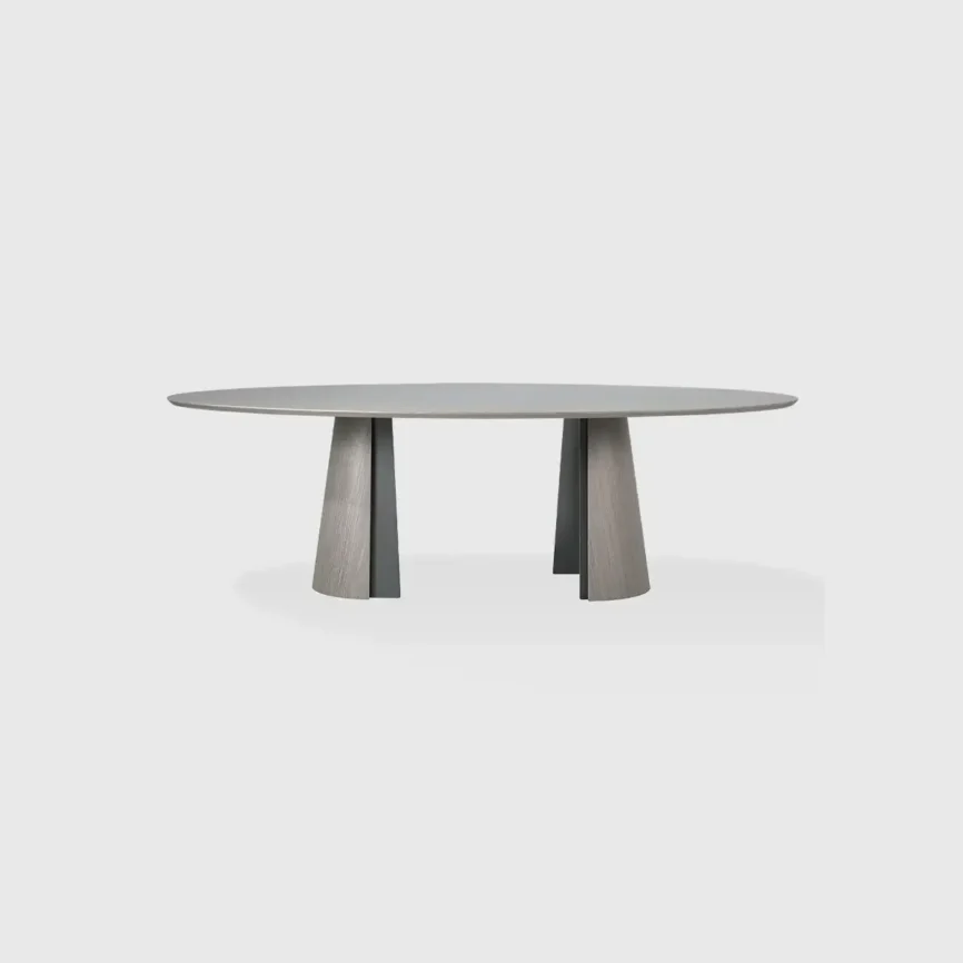 Huggel Oval Dining Table 240cm, Cream Engineered Veneer finish