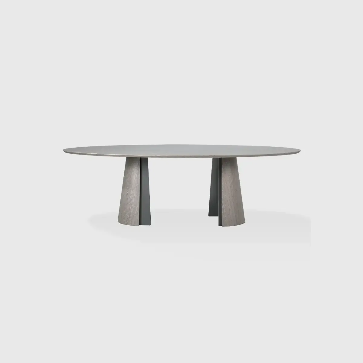 Huggel Oval Dining Table 240cm, Cream Engineered Veneer finish